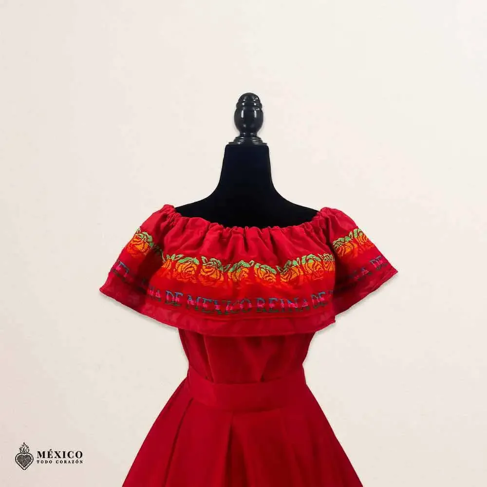 Traditional Mexican 3-Piece Cambaya Dress Set with Matching Rebozo Handmade
